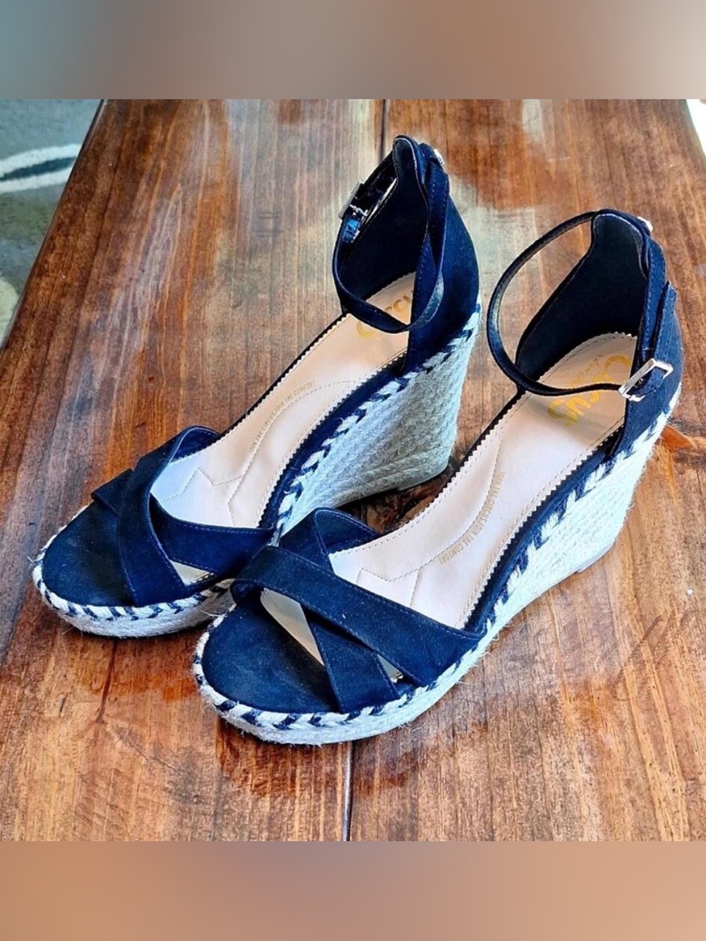 Circus by Sam Edelman Heeled Espadrille Black Wedge Size 8